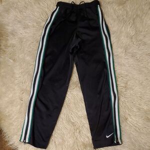 Nike Youth XL Track Pants Y2K Stripe Warm Up Bkack Tag Drawstring Zipper Leg